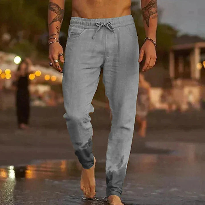 Herren Freizeit Leinenhose mit Kordelzug für den Sommer