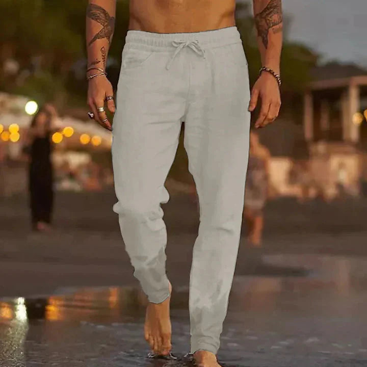 Herren Freizeit Leinenhose mit Kordelzug für den Sommer